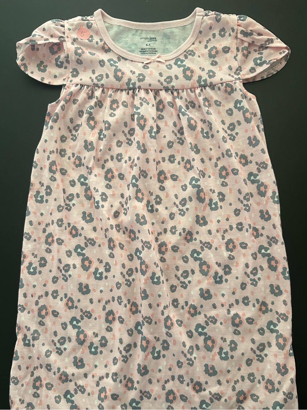 Carter's Pink Leopard Print Girls' Nightgown with Gray and Peach Spots